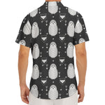 Cute White And Grey Owl Pattern Print Men's Deep V-Neck Shirt