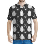 Cute White And Grey Owl Pattern Print Men's Polo Shirt