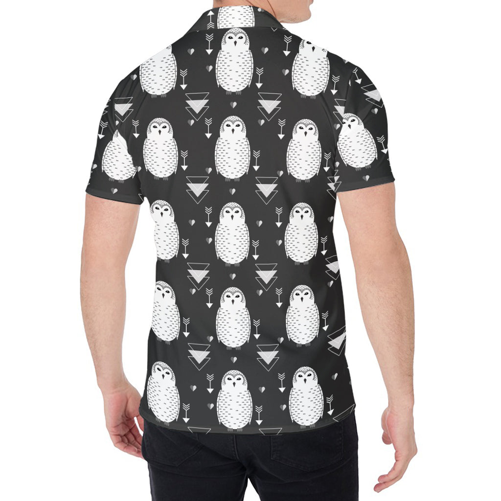 Cute White And Grey Owl Pattern Print Men's Shirt