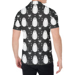 Cute White And Grey Owl Pattern Print Men's Shirt