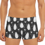Cute White And Grey Owl Pattern Print Men's Short Boxer Briefs