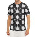 Cute White And Grey Owl Pattern Print Men's Short Sleeve Rash Guard