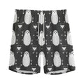 Cute White And Grey Owl Pattern Print Men's Athletic Shorts