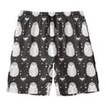 Cute White And Grey Owl Pattern Print Men's Swim Trunks