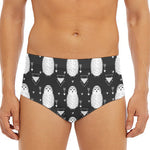Cute White And Grey Owl Pattern Print Men's Triangle Swim Briefs