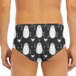 Cute White And Grey Owl Pattern Print Men's Triangle Swim Briefs