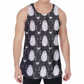 Cute White And Grey Owl Pattern Print Men's Velvet Tank Top