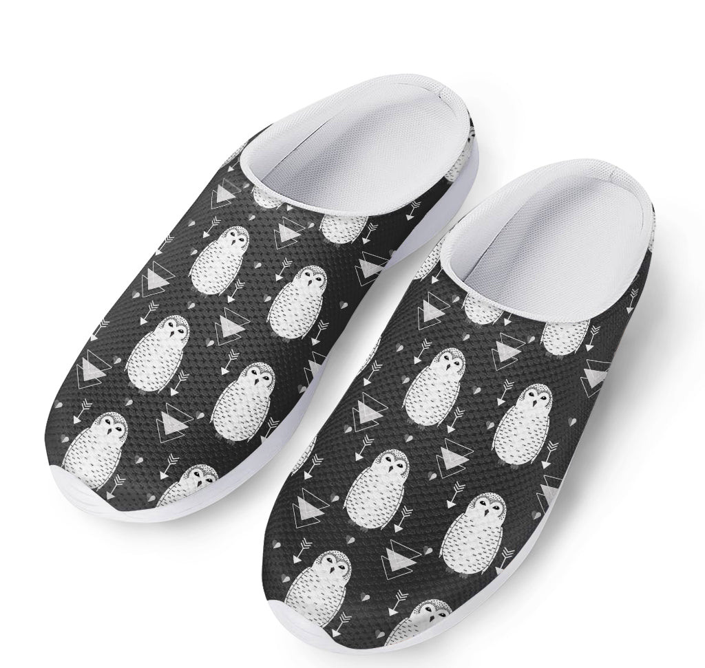 Cute White And Grey Owl Pattern Print Mesh Casual Shoes