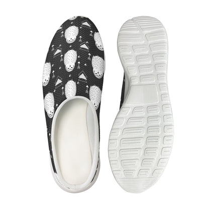 Cute White And Grey Owl Pattern Print Mesh Casual Shoes