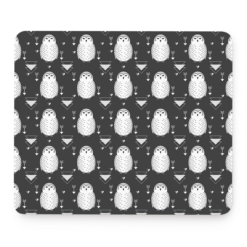 Cute White And Grey Owl Pattern Print Mouse Pad