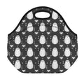 Cute White And Grey Owl Pattern Print Neoprene Lunch Bag