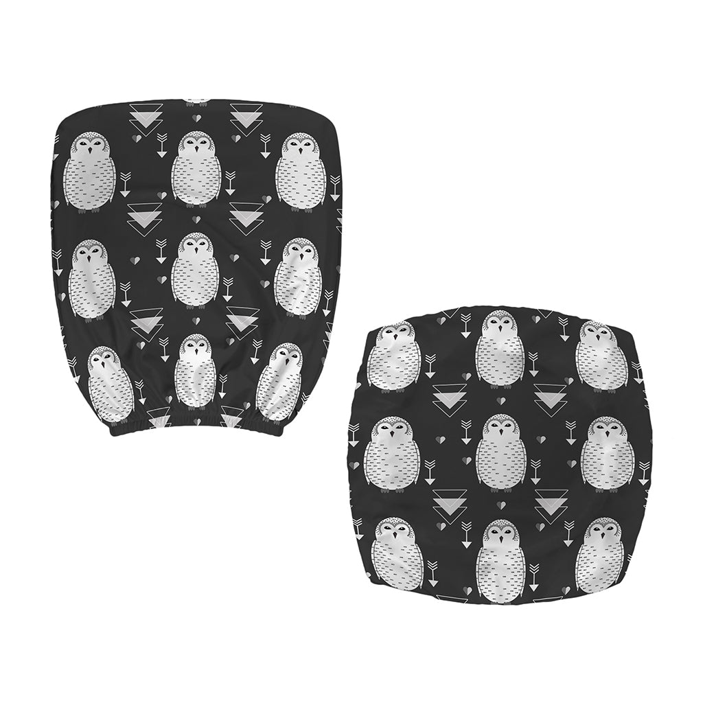 Cute White And Grey Owl Pattern Print Office Chair Cover