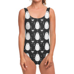 Cute White And Grey Owl Pattern Print One Piece Swimsuit