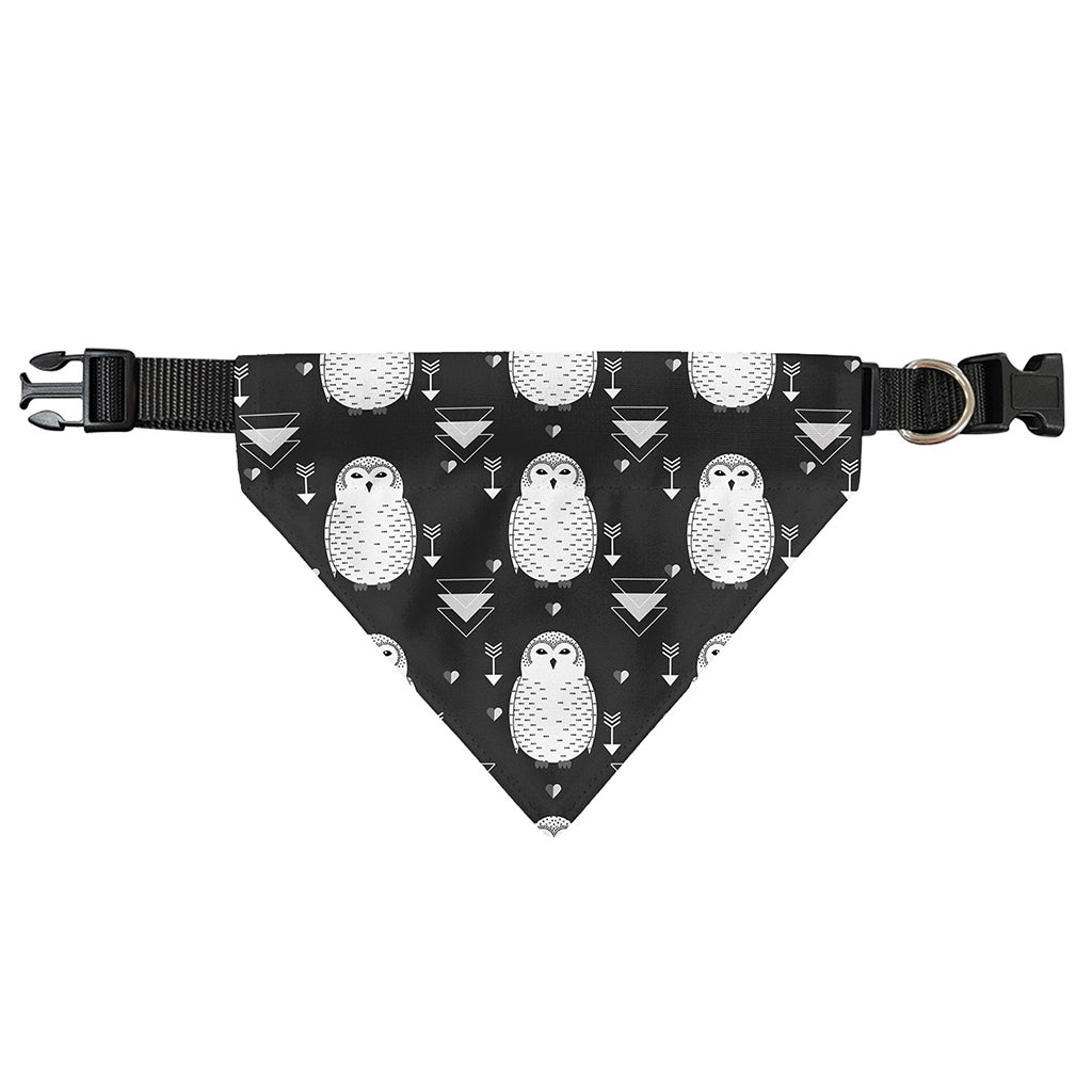 Cute White And Grey Owl Pattern Print Over The Collar Dog Bandana