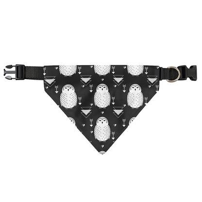 Cute White And Grey Owl Pattern Print Over The Collar Dog Bandana