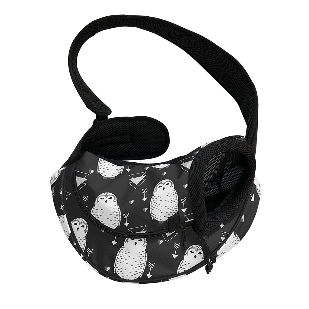 Cute White And Grey Owl Pattern Print Pet Sling Carrier