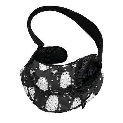 Cute White And Grey Owl Pattern Print Pet Sling Carrier