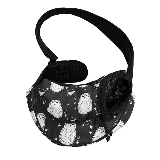 Cute White And Grey Owl Pattern Print Pet Sling Carrier