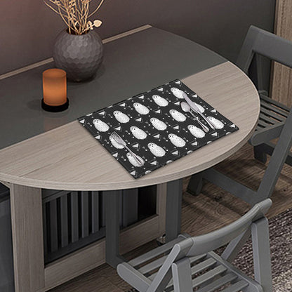 Cute White And Grey Owl Pattern Print Placemat