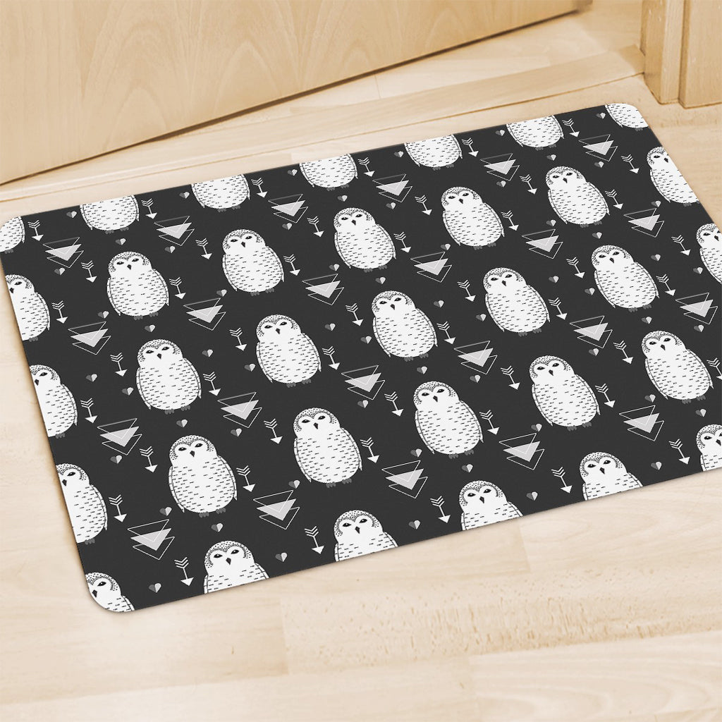 Cute White And Grey Owl Pattern Print Polyester Doormat