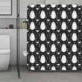 Cute White And Grey Owl Pattern Print Polyester Shower Curtain