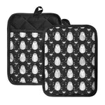 Cute White And Grey Owl Pattern Print Pot Holders With Pocket