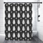 Cute White And Grey Owl Pattern Print Premium Shower Curtain