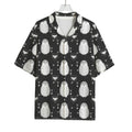 Cute White And Grey Owl Pattern Print Rayon Hawaiian Shirt