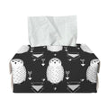 Cute White And Grey Owl Pattern Print Rectangle Tissue Box Cover