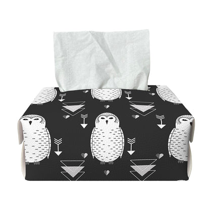 Cute White And Grey Owl Pattern Print Rectangle Tissue Box Cover