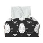 Cute White And Grey Owl Pattern Print Rectangle Tissue Box Cover