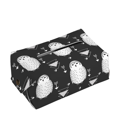 Cute White And Grey Owl Pattern Print Rectangle Tissue Box Cover