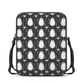 Cute White And Grey Owl Pattern Print Rectangular Crossbody Bag