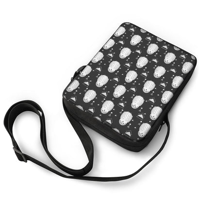 Cute White And Grey Owl Pattern Print Rectangular Crossbody Bag
