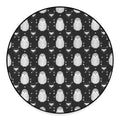 Cute White And Grey Owl Pattern Print Round Floor Mat