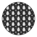 Cute White And Grey Owl Pattern Print Round Floor Mat