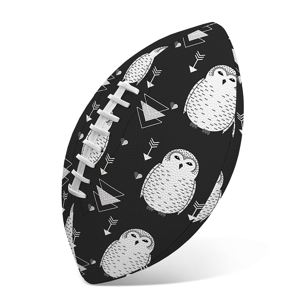 Cute White And Grey Owl Pattern Print Rugby Ball