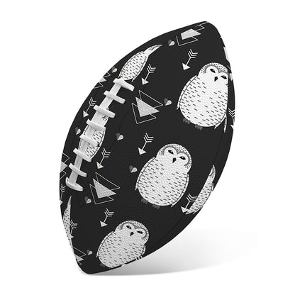 Cute White And Grey Owl Pattern Print Rugby Ball