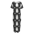 Cute White And Grey Owl Pattern Print Short Sleeve Long Nightdress