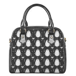 Cute White And Grey Owl Pattern Print Shoulder Handbag