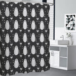 Cute White And Grey Owl Pattern Print Shower Curtain