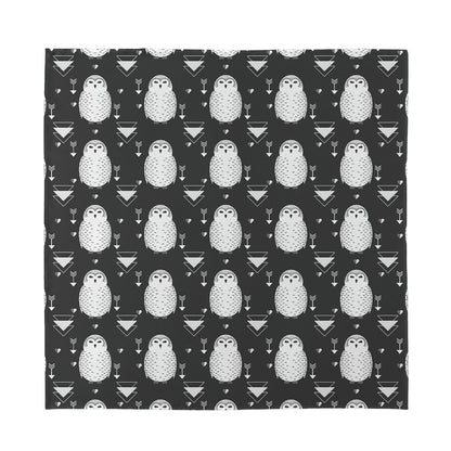 Cute White And Grey Owl Pattern Print Silk Bandana