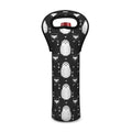 Cute White And Grey Owl Pattern Print Single Neoprene Wine Tote