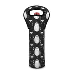 Cute White And Grey Owl Pattern Print Single Neoprene Wine Tote