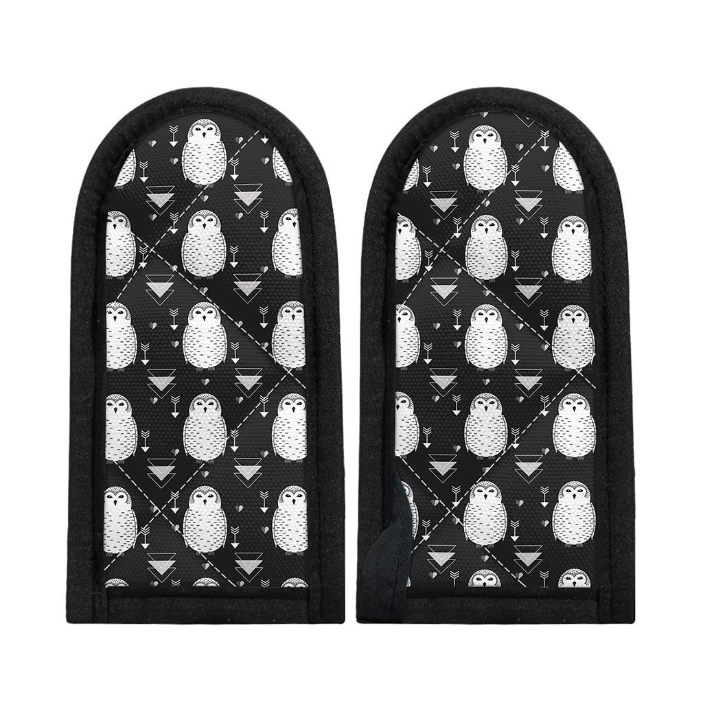 Cute White And Grey Owl Pattern Print Skillet Handle Cover