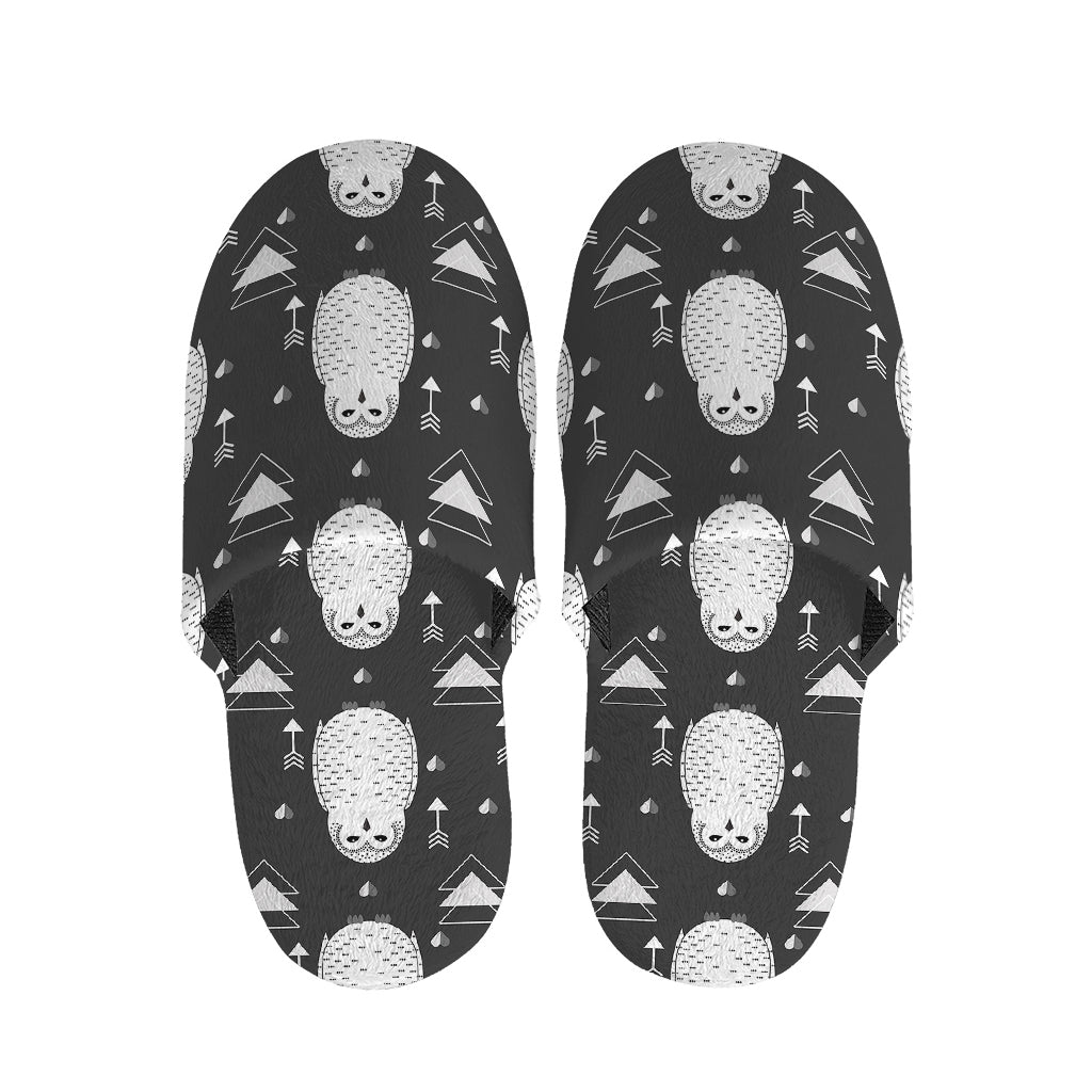 Cute White And Grey Owl Pattern Print Slippers