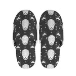 Cute White And Grey Owl Pattern Print Slippers