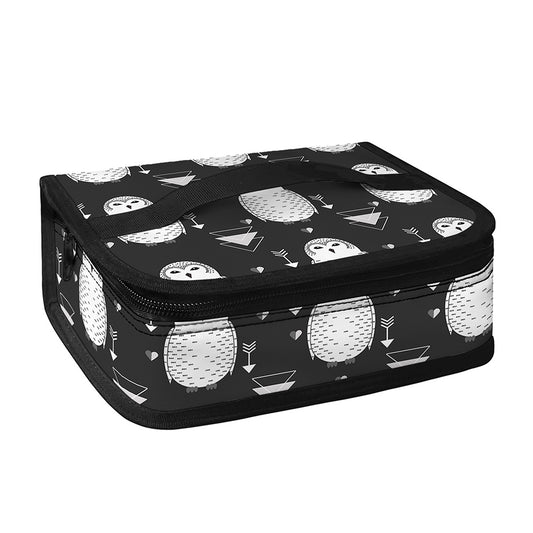 Cute White And Grey Owl Pattern Print Small Lunch Bag