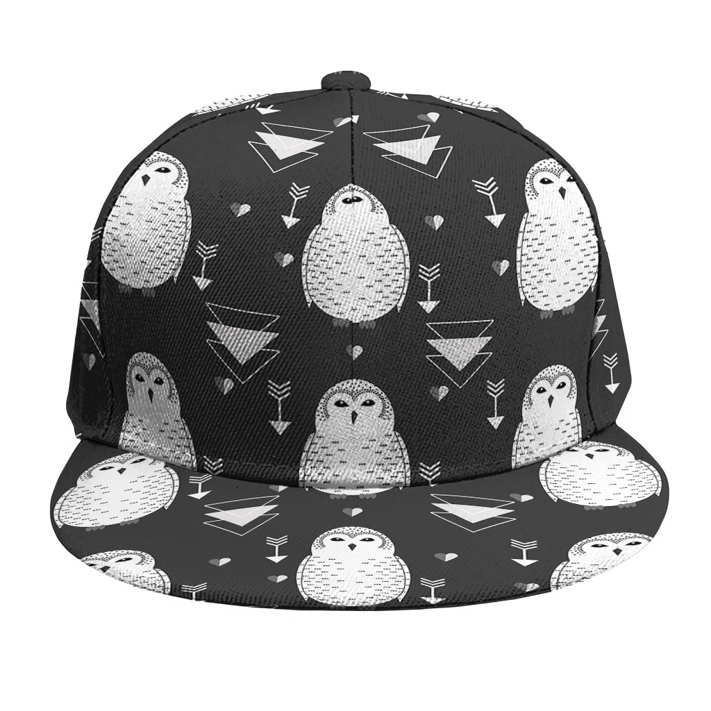 Cute White And Grey Owl Pattern Print Snapback Cap