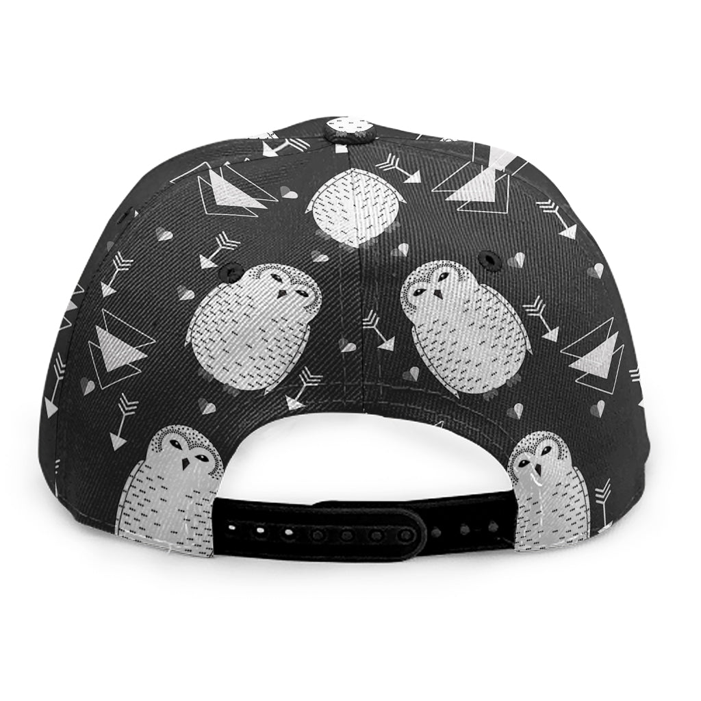 Cute White And Grey Owl Pattern Print Snapback Cap